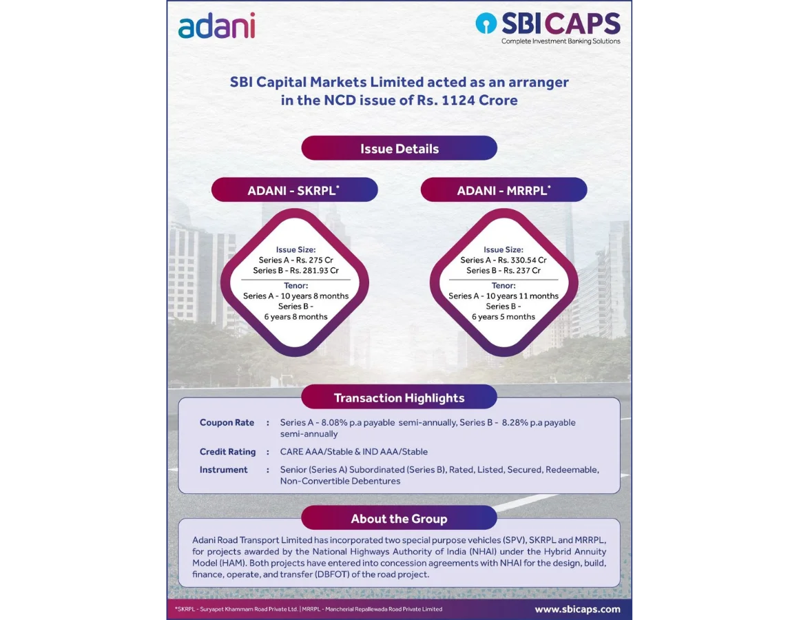 SBICAPS acted as an arranger in the NCD issue of Rs. 1124 crore